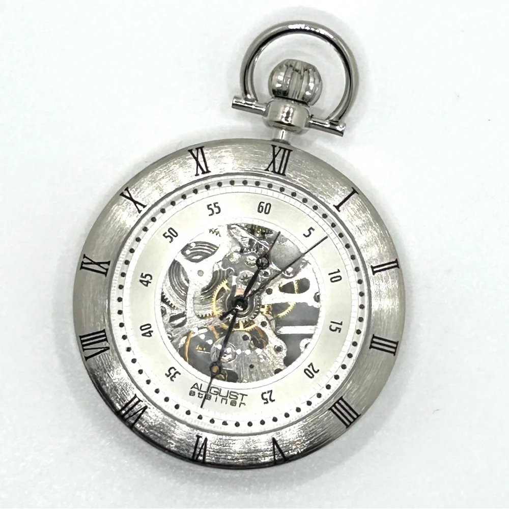 Silver Skeleton Pocket Watch – Classic Men's Accessory
